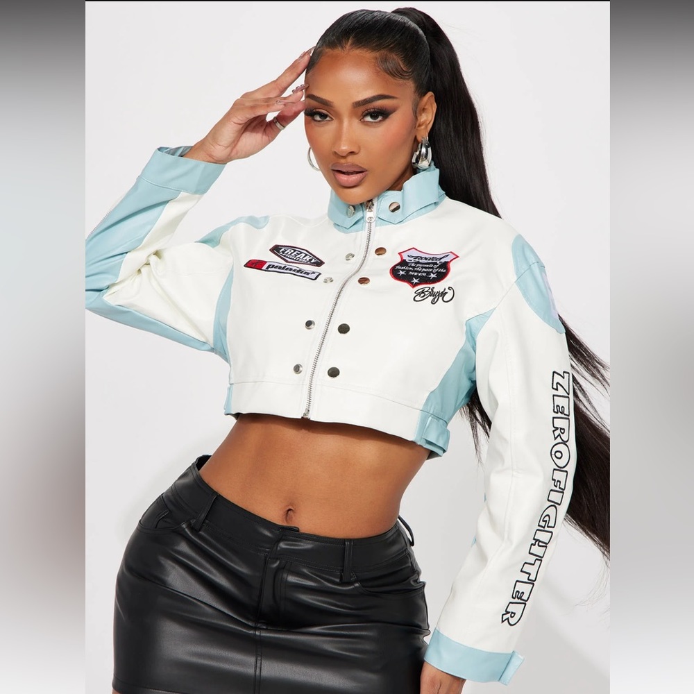 Cropped biker jacket